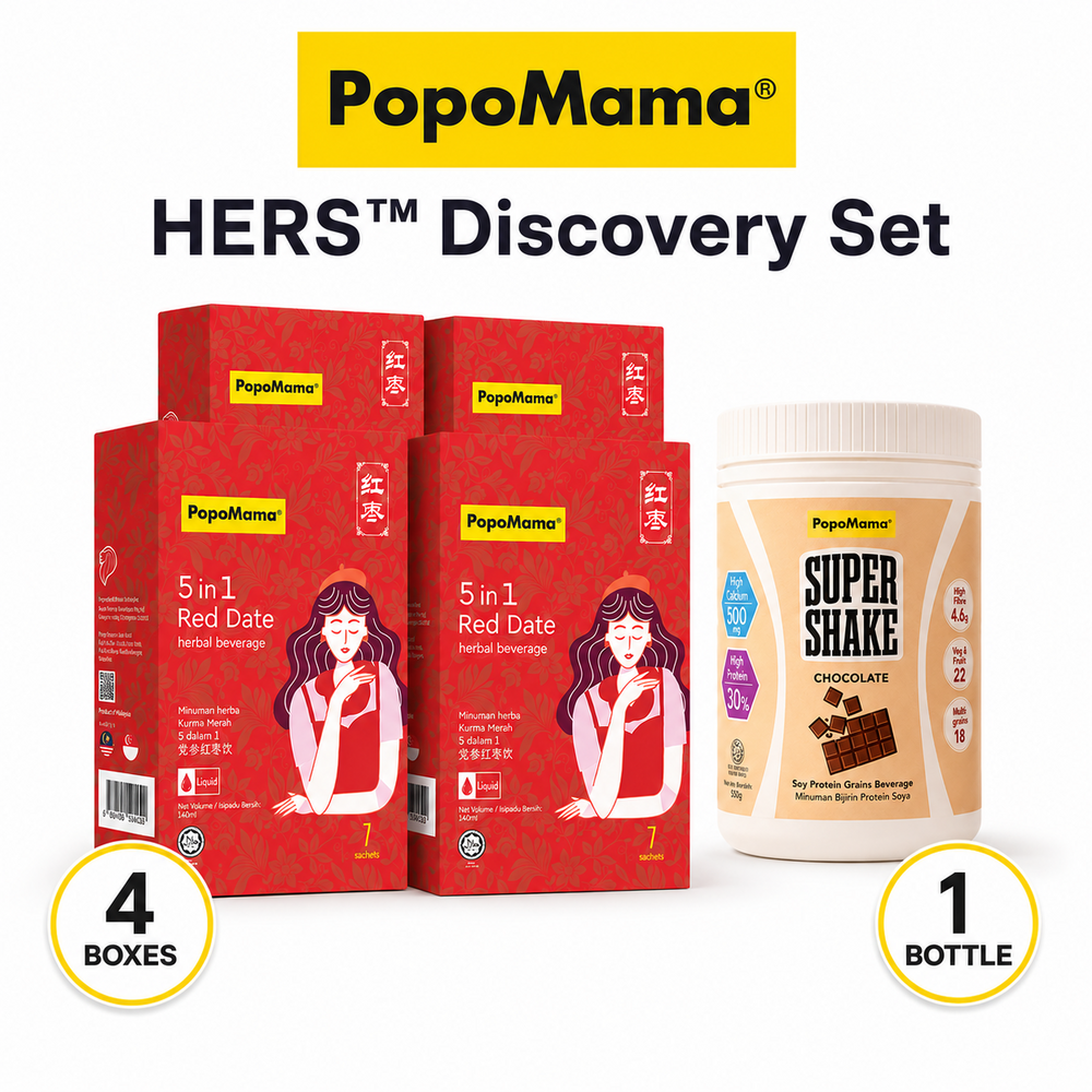 HERS™ Discovery Set (Daily 5 in 1 Red Date Botanical Beverage [4 Boxes] + Super Shake - Chacolate [1 Bottle])