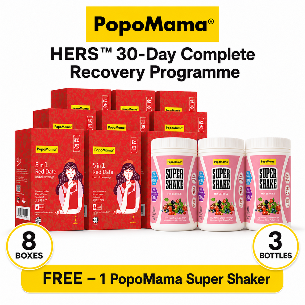 HERS™ 30-Day Complete Recovery Programme (Daily 5 in 1 Red Date Botanical Beverage [8 Boxes] + Super Shake - Mix Berries [3 Bottle])