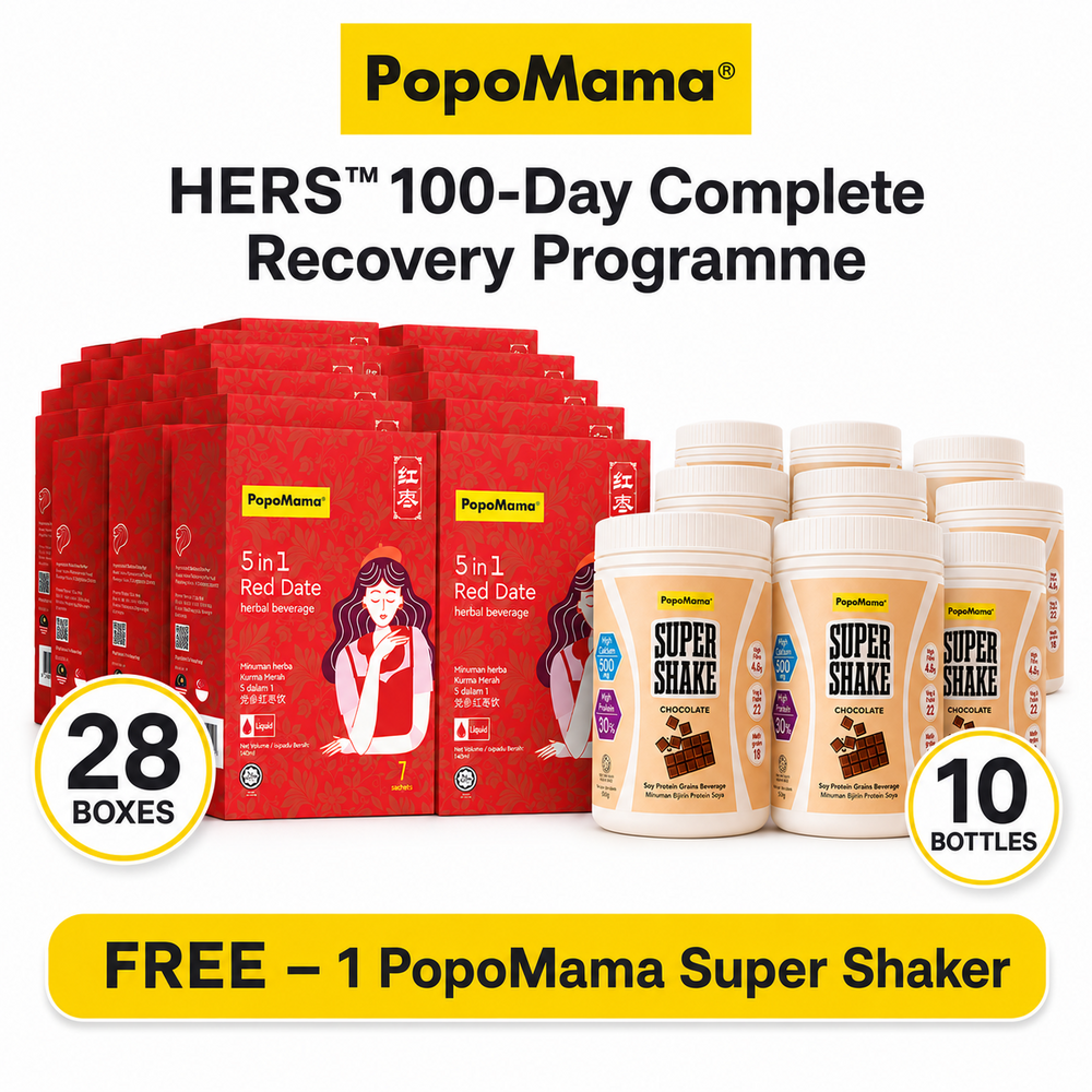 HERS™ 100-Day Complete Recovery Programme (Daily 5 in 1 Red Date Botanical Beverage [28 Boxes] + Super Shake - Chocolate [10 Bottle])