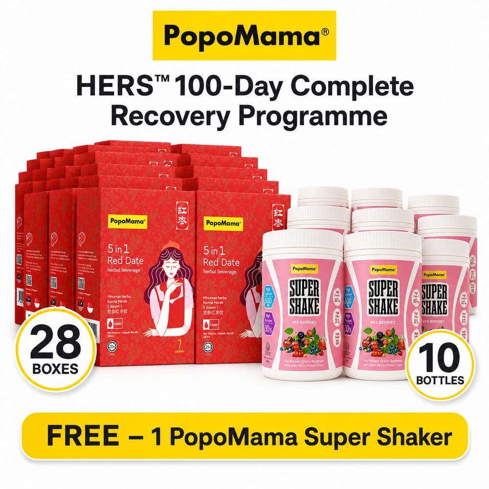 HERS™ 100-Day Complete Recovery Programme (Daily 5 in 1 Red Date Botanical Beverage [28 Boxes] + Super Shake - Mix Berries [10 Bottle])