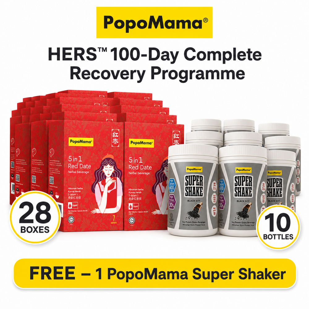 HERS™ 100-Day Complete Recovery Programme (Daily 5 in 1 Red Date Botanical Beverage [28 Boxes] + Super Shake - Black Soy [10 Bottle])